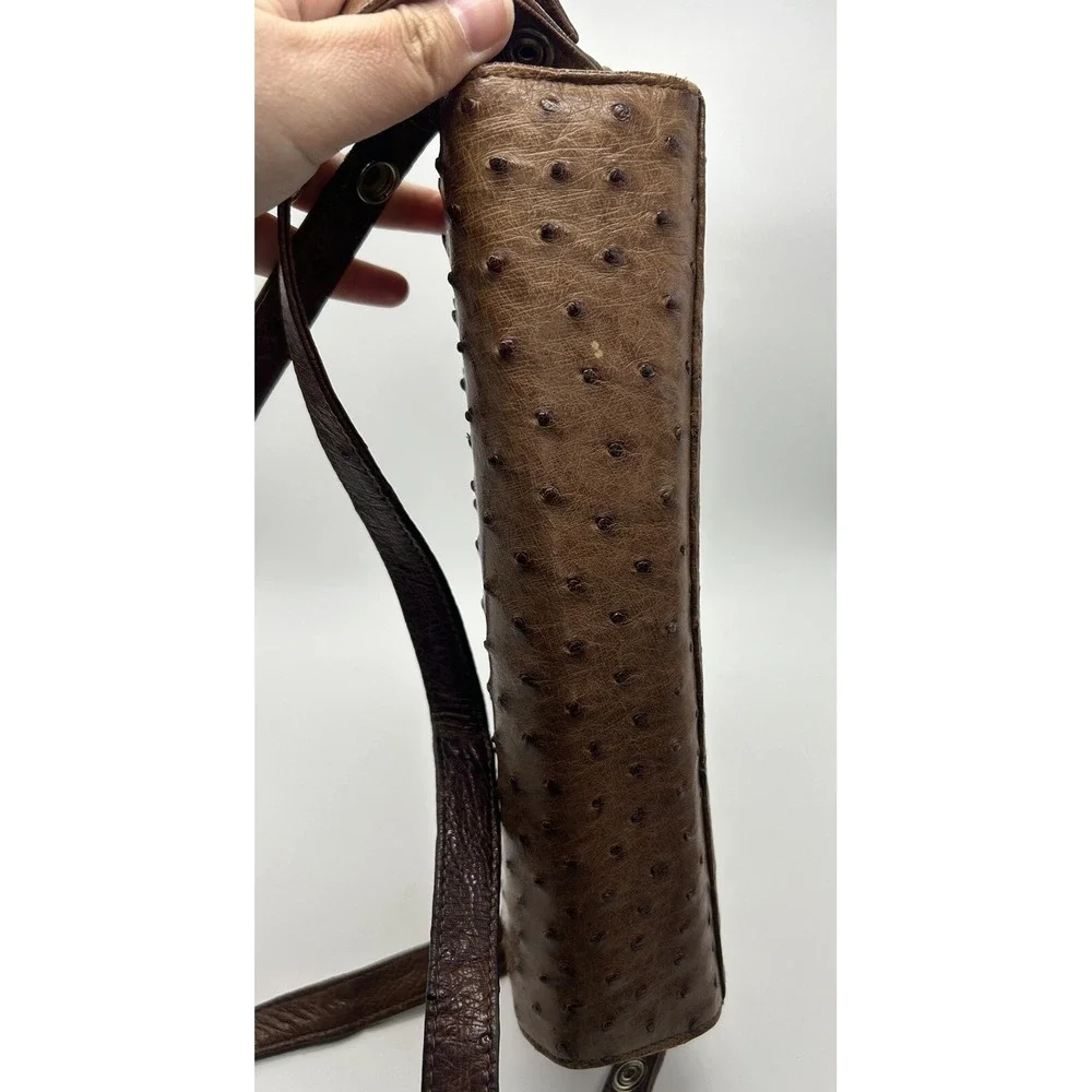 South African Genuine Ostrich Leather Brown Kango Adjustable Handbag Purse READ